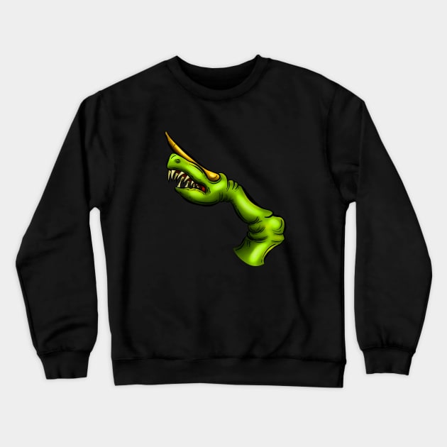 Zombie Finger Alien Cartoon Crewneck Sweatshirt by Squeeb Creative